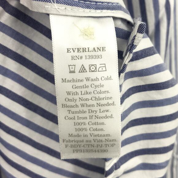 Everlane Woven PJ Top M Boxy Dropped Shoulder Button Front Cotton Striped NWT - Picture 6 of 6